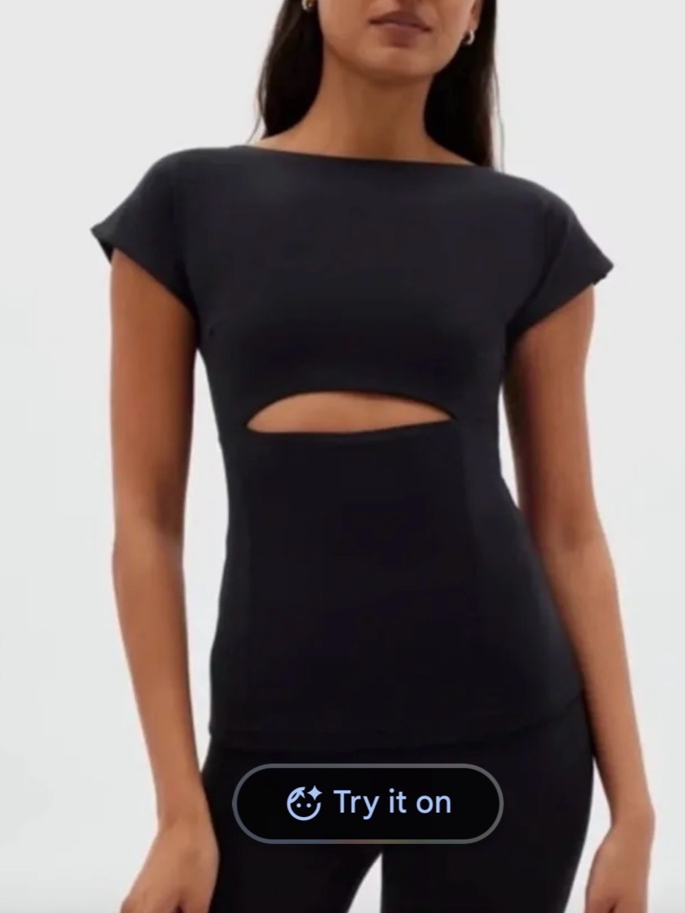 NWT girlfriend collective Black Bea Baby Tee with Front Cutout XS